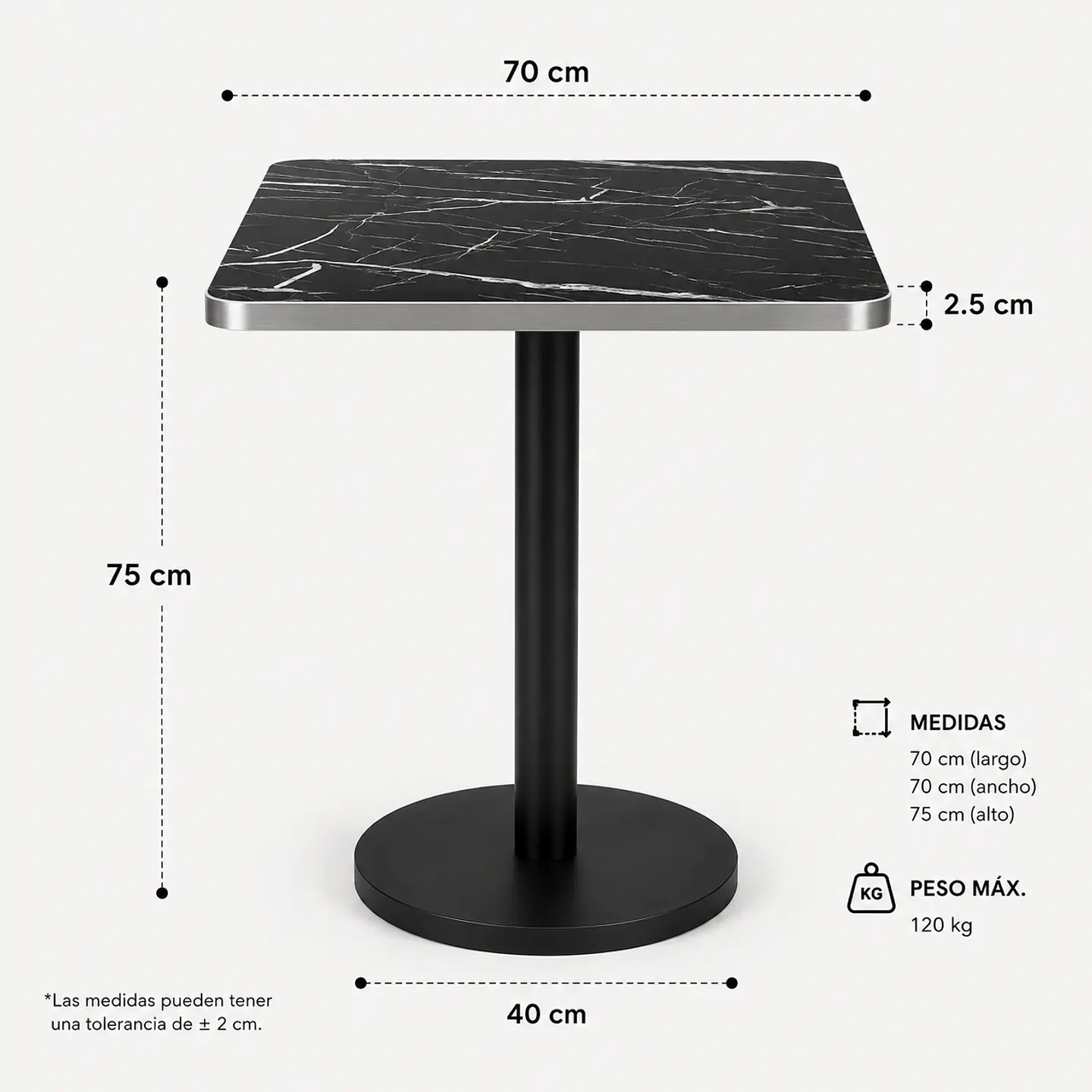 Mesa Cuadrada Alto Trafico 70x70cm 4
