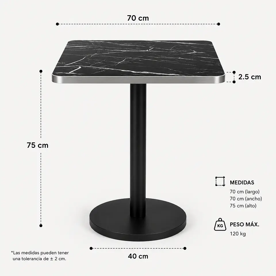 Mesa Cuadrada Alto Trafico 70x70cm 4