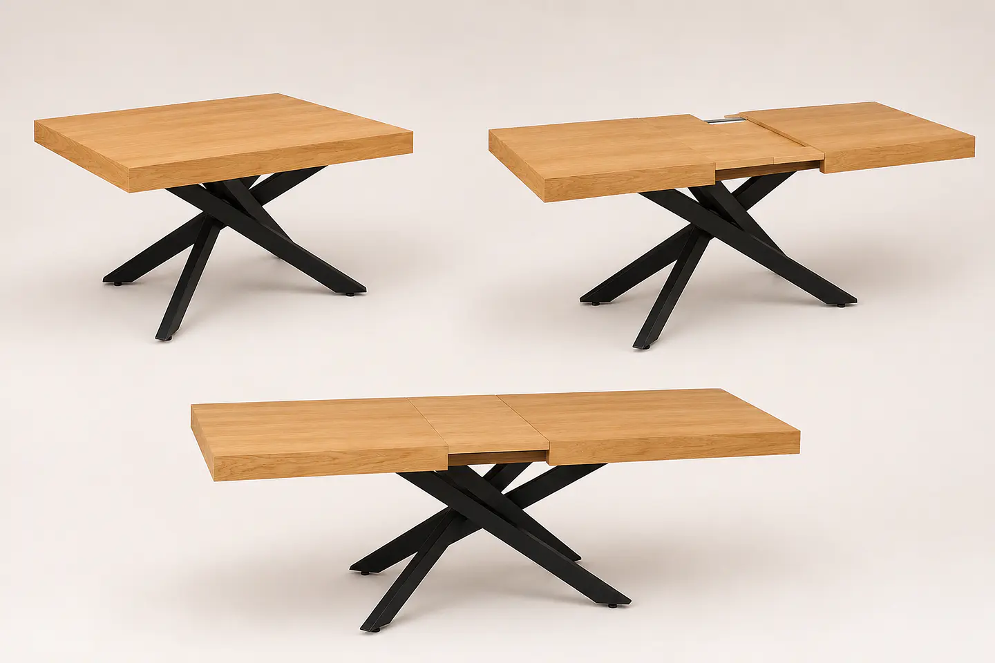Mesa Nagam Extensible Rectangular 3 en 1 Base Negro 14
