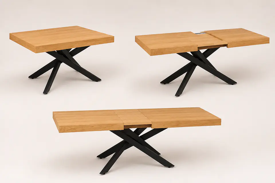 Mesa Nagam Extensible Rectangular 3 en 1 Base Negro 14
