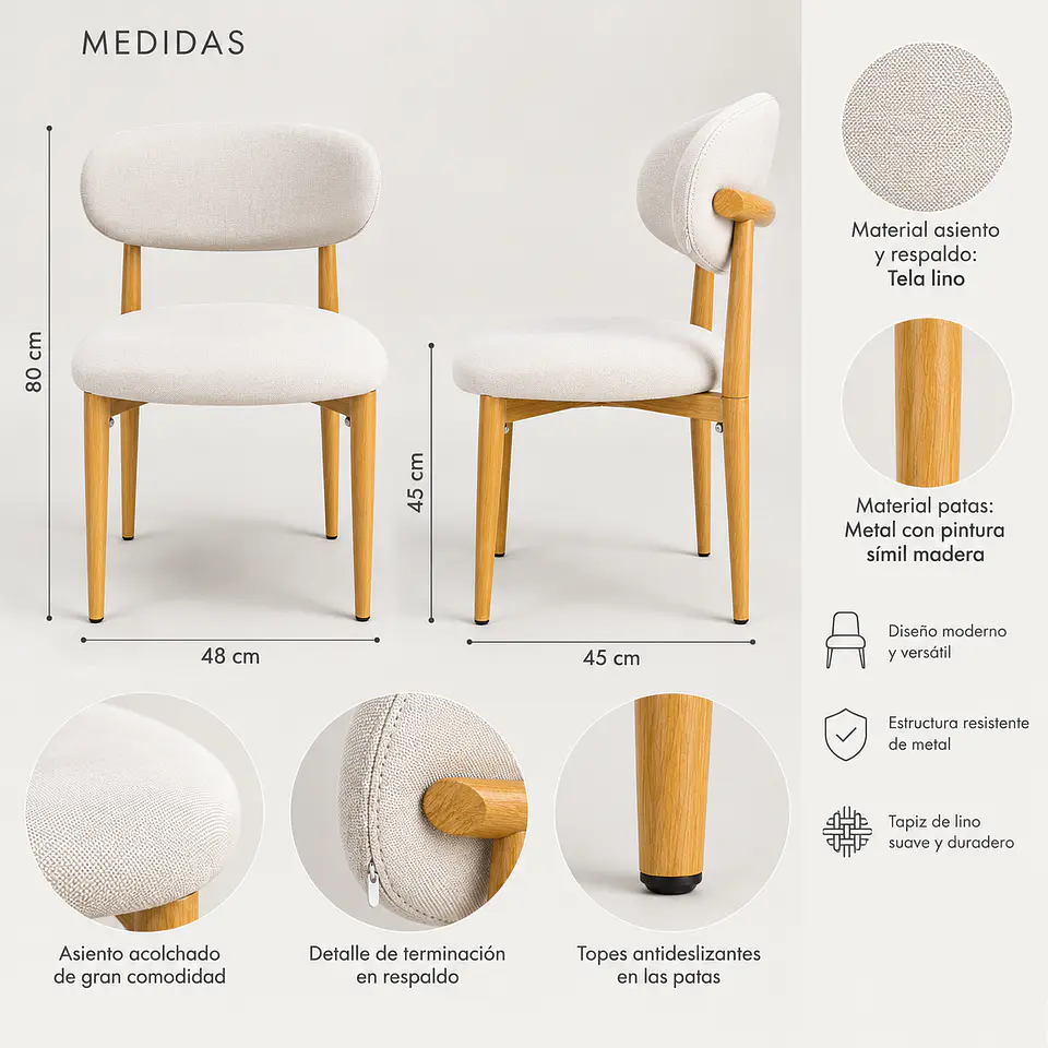 Silla Cesna Soft Oak Lino 13