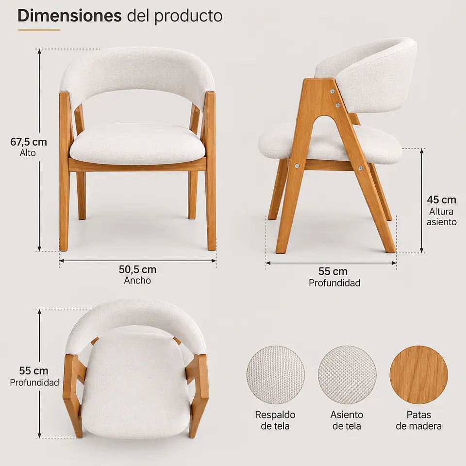 Sitial Kame Lino Crudo Madera Nogal 7