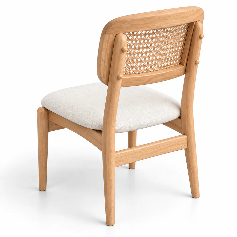 Silla Boho de Madera Acolchado Lino 4