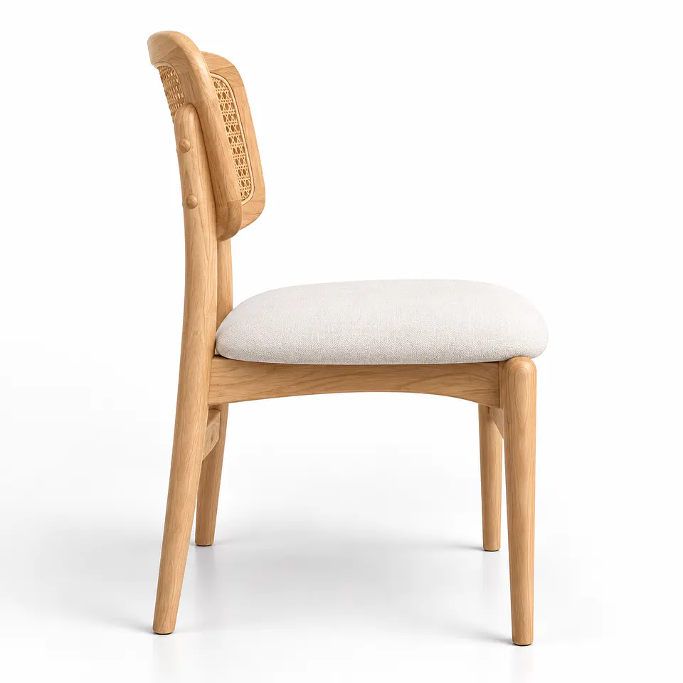 Silla Boho de Madera Acolchado Lino 2