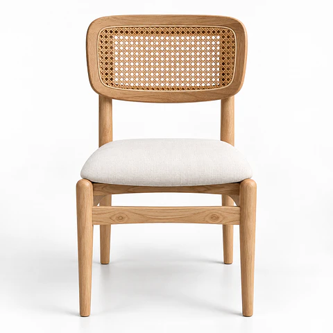 Silla Boho de Madera Acolchado Lino