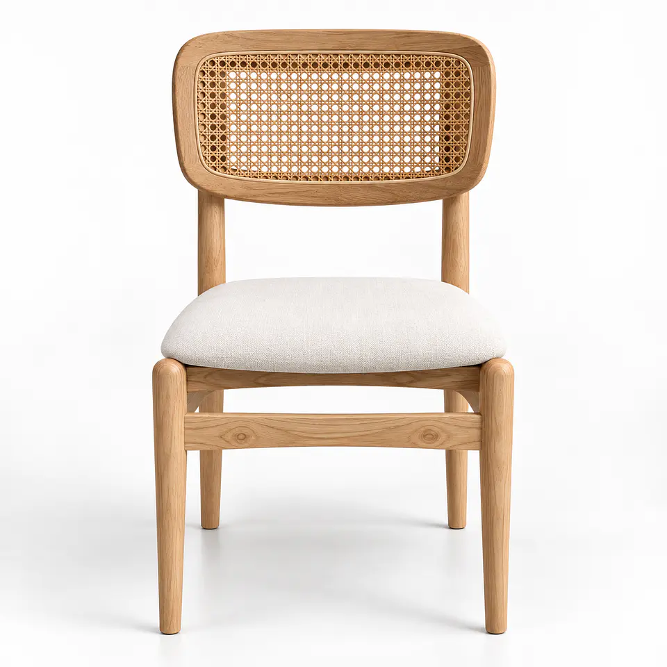 Silla Boho de Madera Acolchado Lino 1