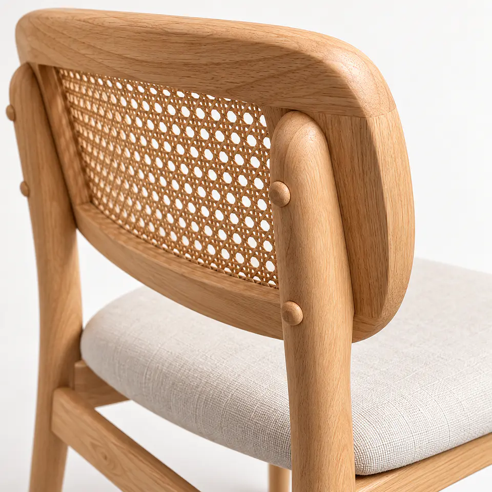 Silla Boho de Madera Acolchado Lino 5