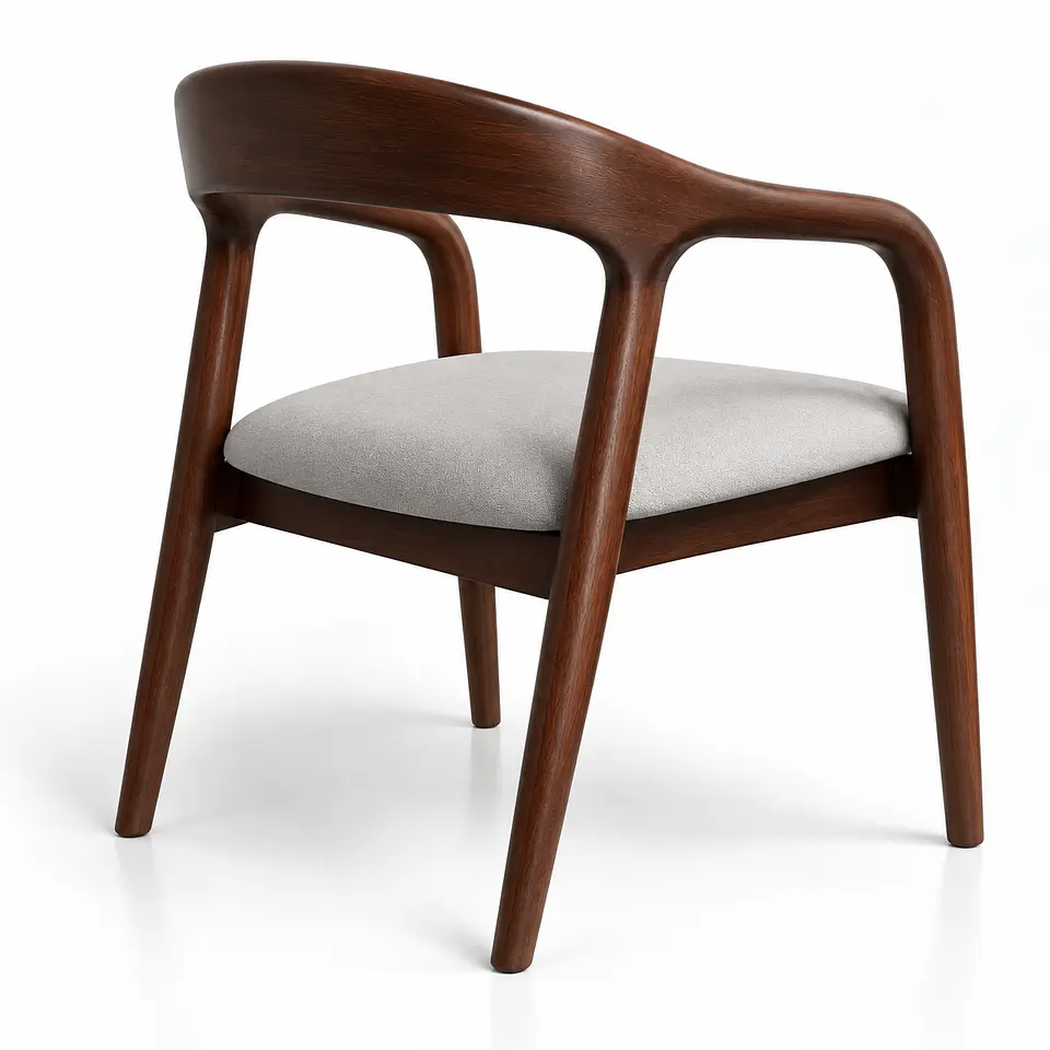 Sitial Japandi de Madera Acolchado Lino 3