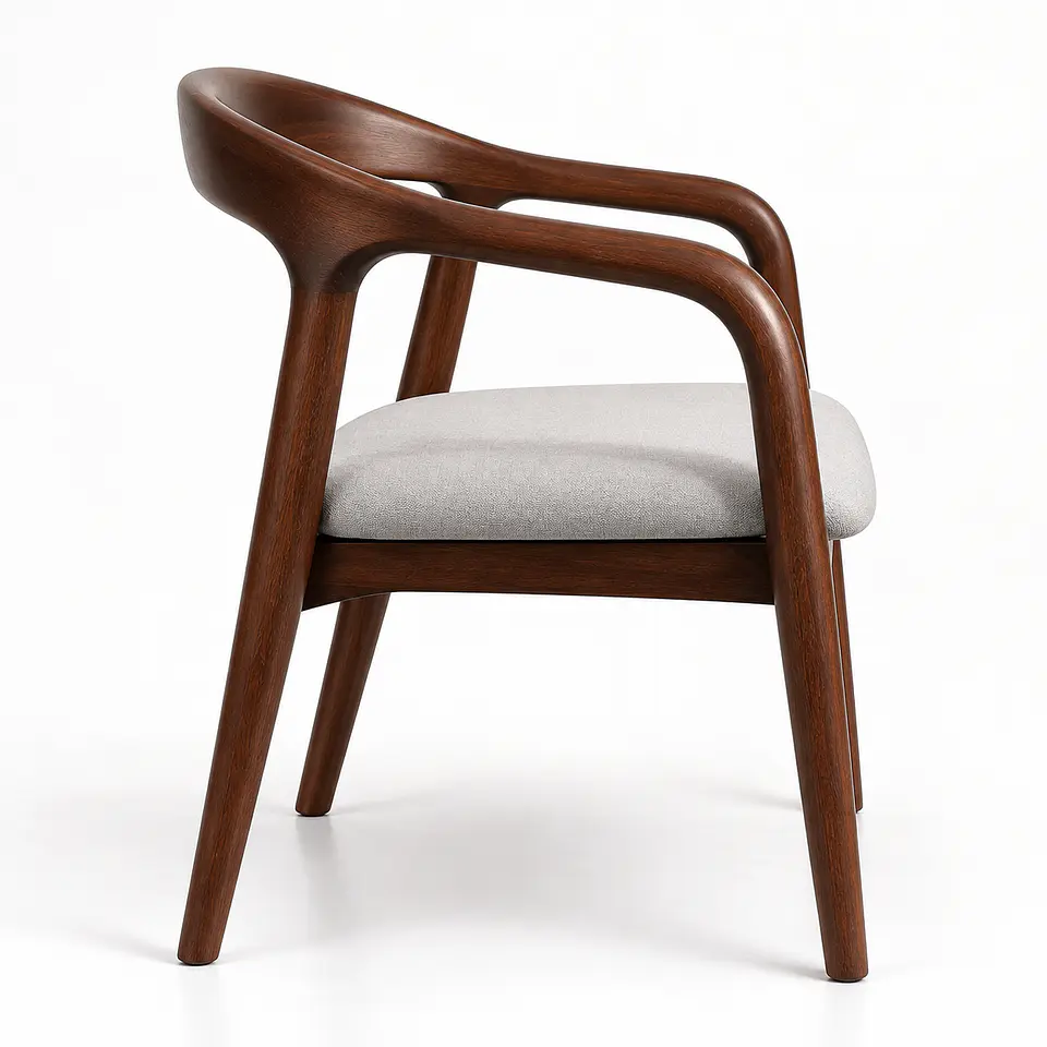 Sitial Japandi de Madera Acolchado Lino 2
