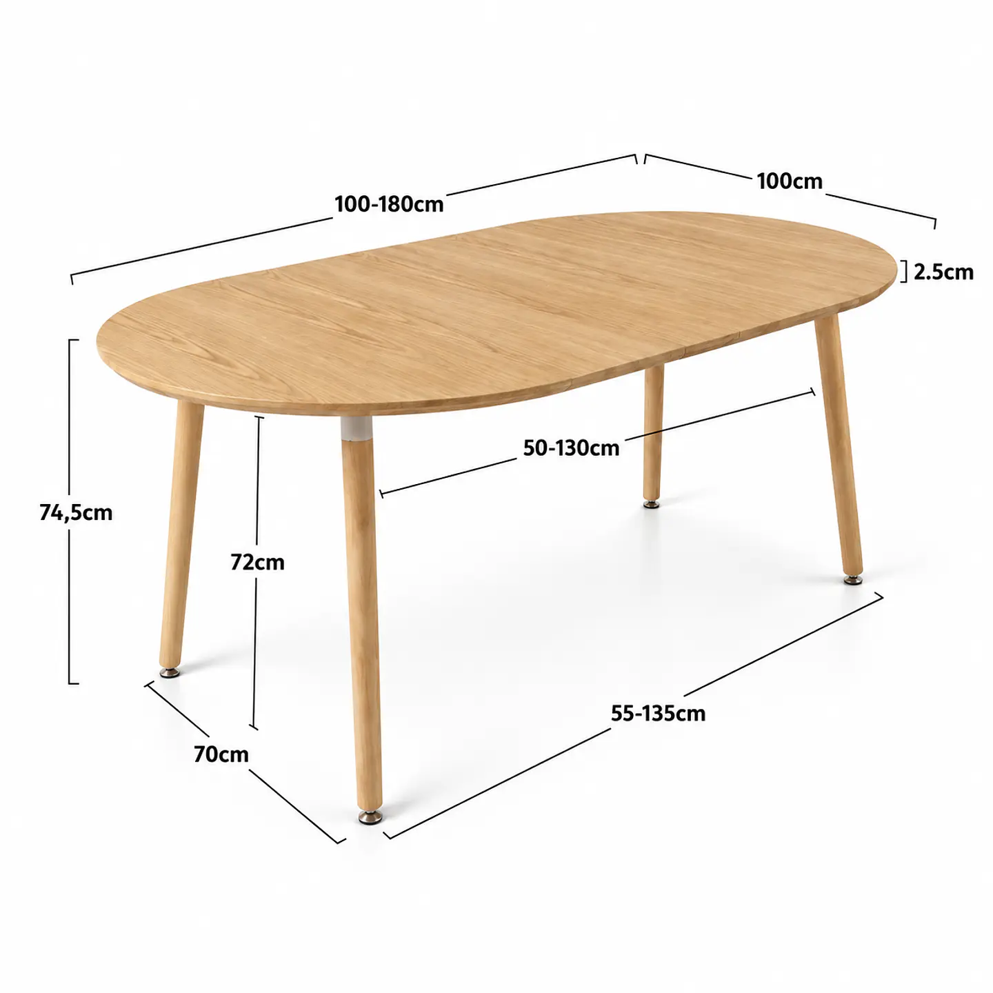 Mesa Extensible Wood 3 en 1 de 100cm a 140cm y 180cm 4