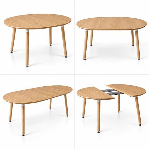 Mesa Extensible Wood 3 en 1 de 100cm a 140cm y 180cm