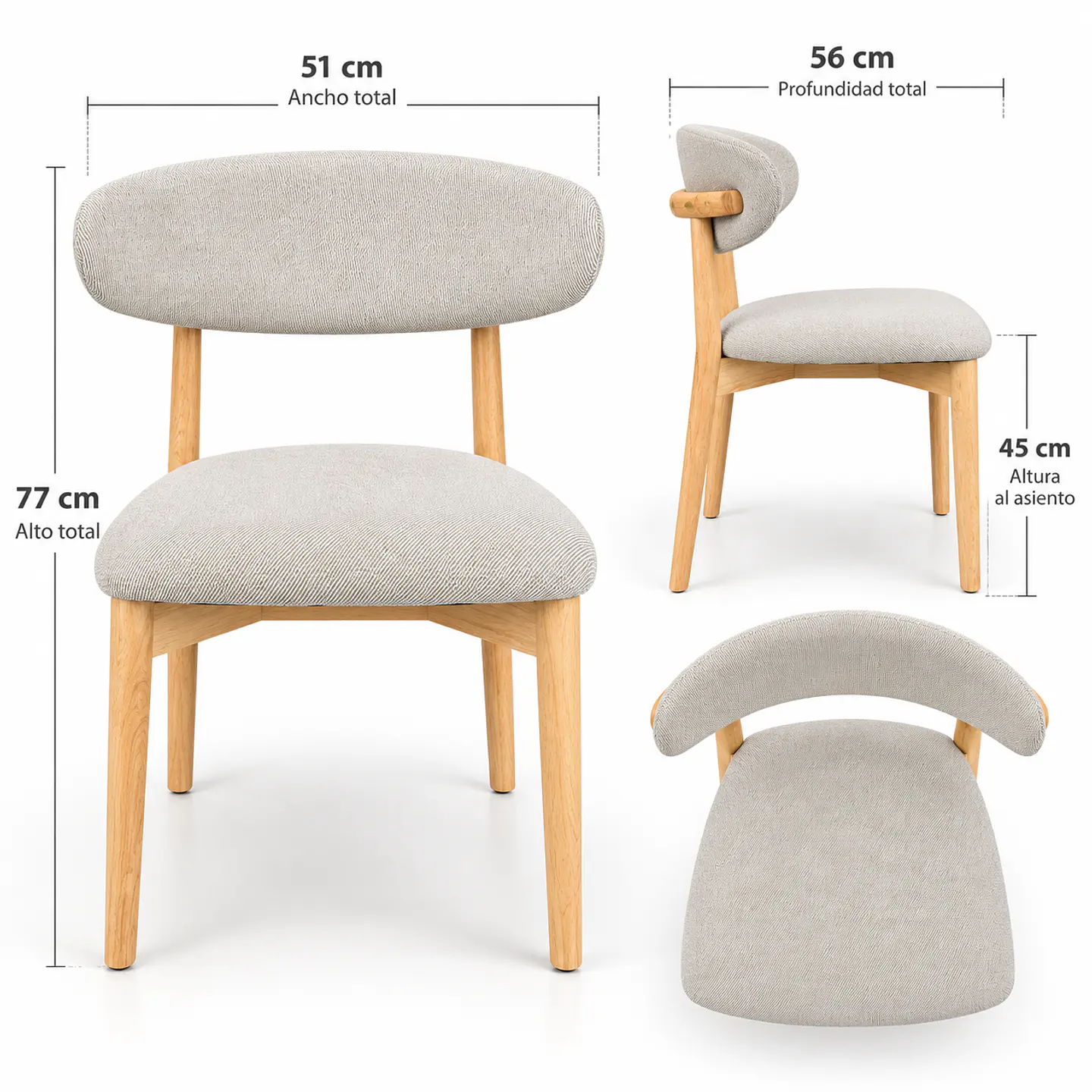 Silla Cesna de Madera Tapiz de Lino  7