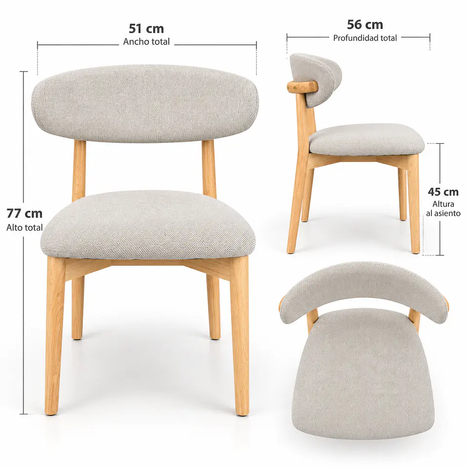 Silla Cesna de Madera Tapiz de Lino  7
