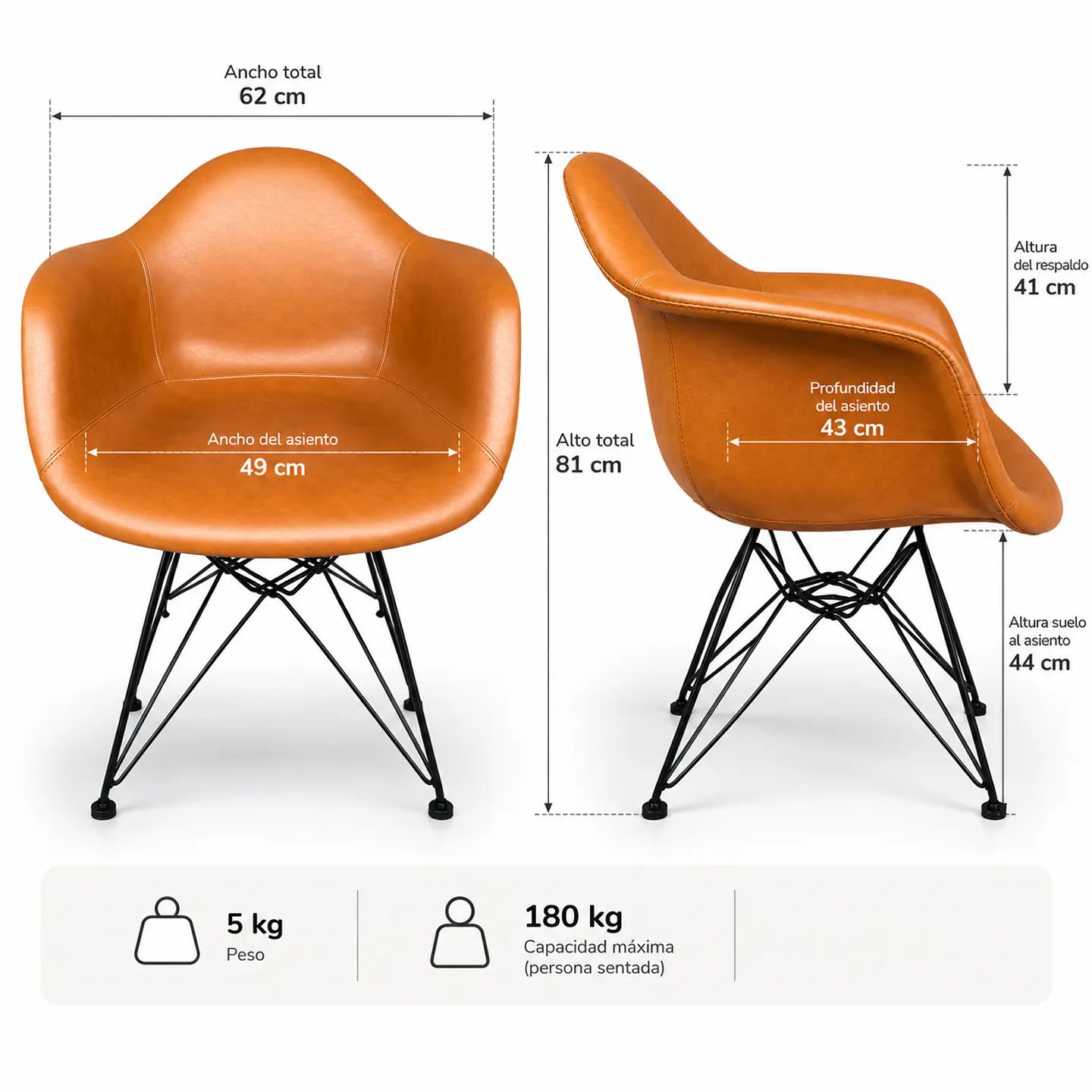 Sitial Eames Ecocuero Café 8