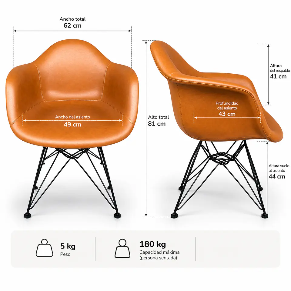 Sitial Eames Ecocuero Café 8