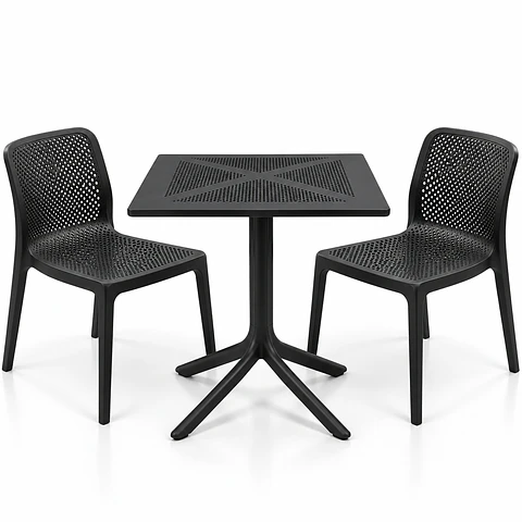 Set de Comedor Cuadrado Alto Tráfico Tower 80x80 cm + Sillas Rania