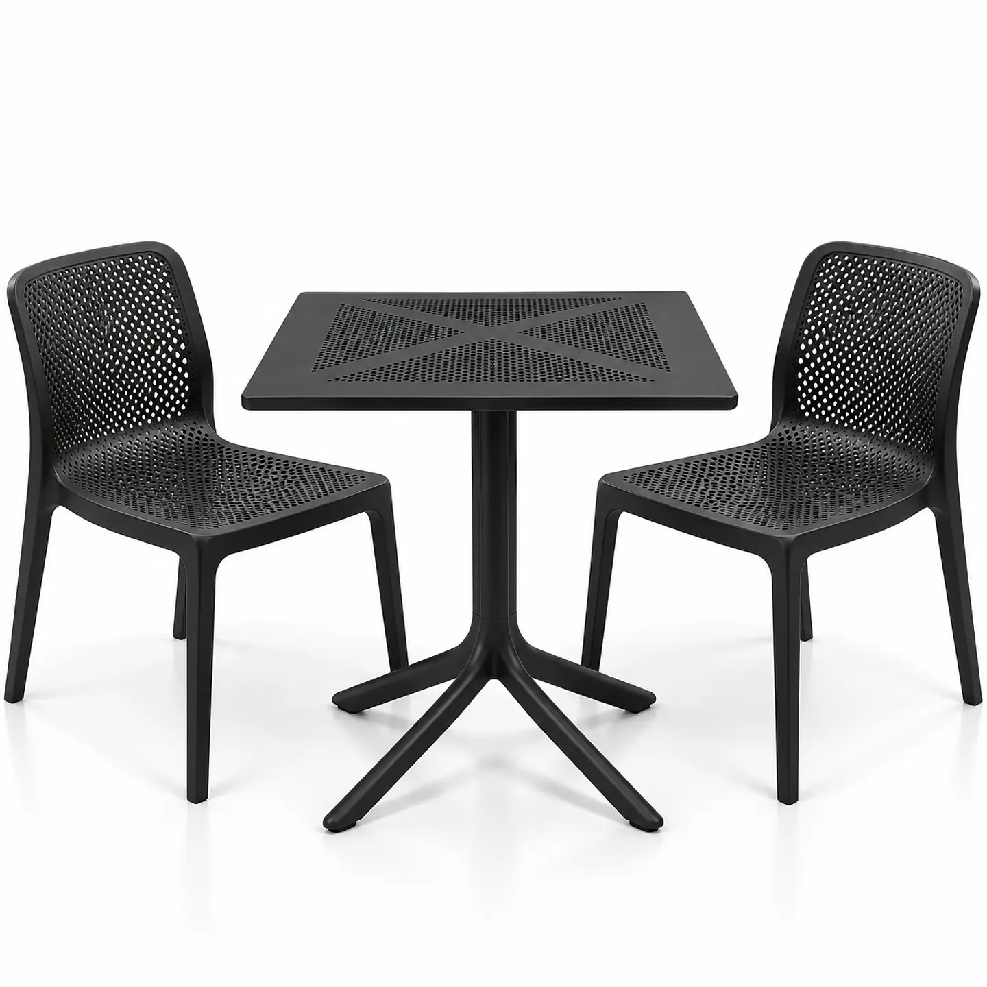 Set de Comedor Cuadrado Alto Tráfico Tower 80x80 cm + Sillas Rania 2