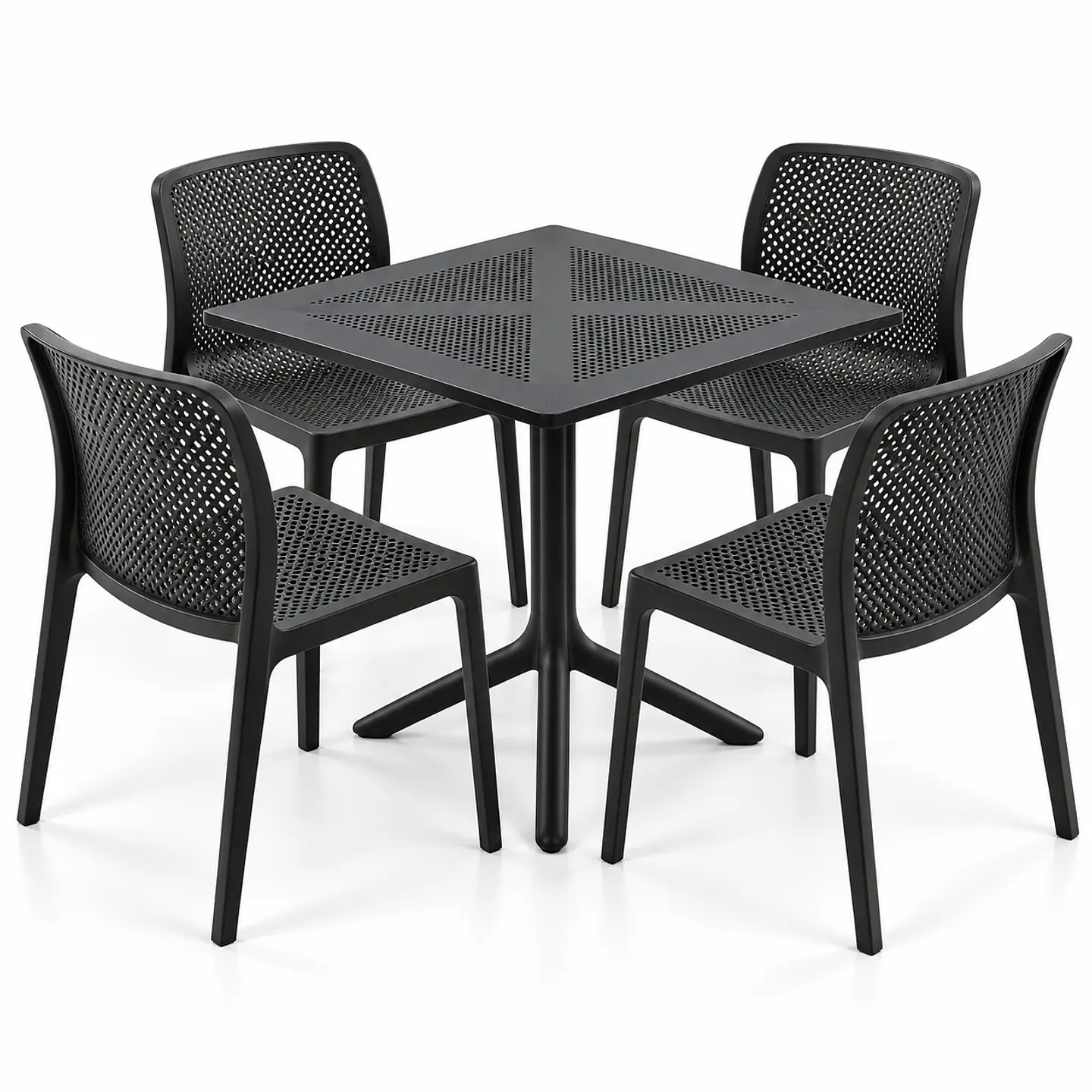 Set de Comedor Cuadrado Alto Tráfico Tower 80x80 cm + Sillas Rania 1