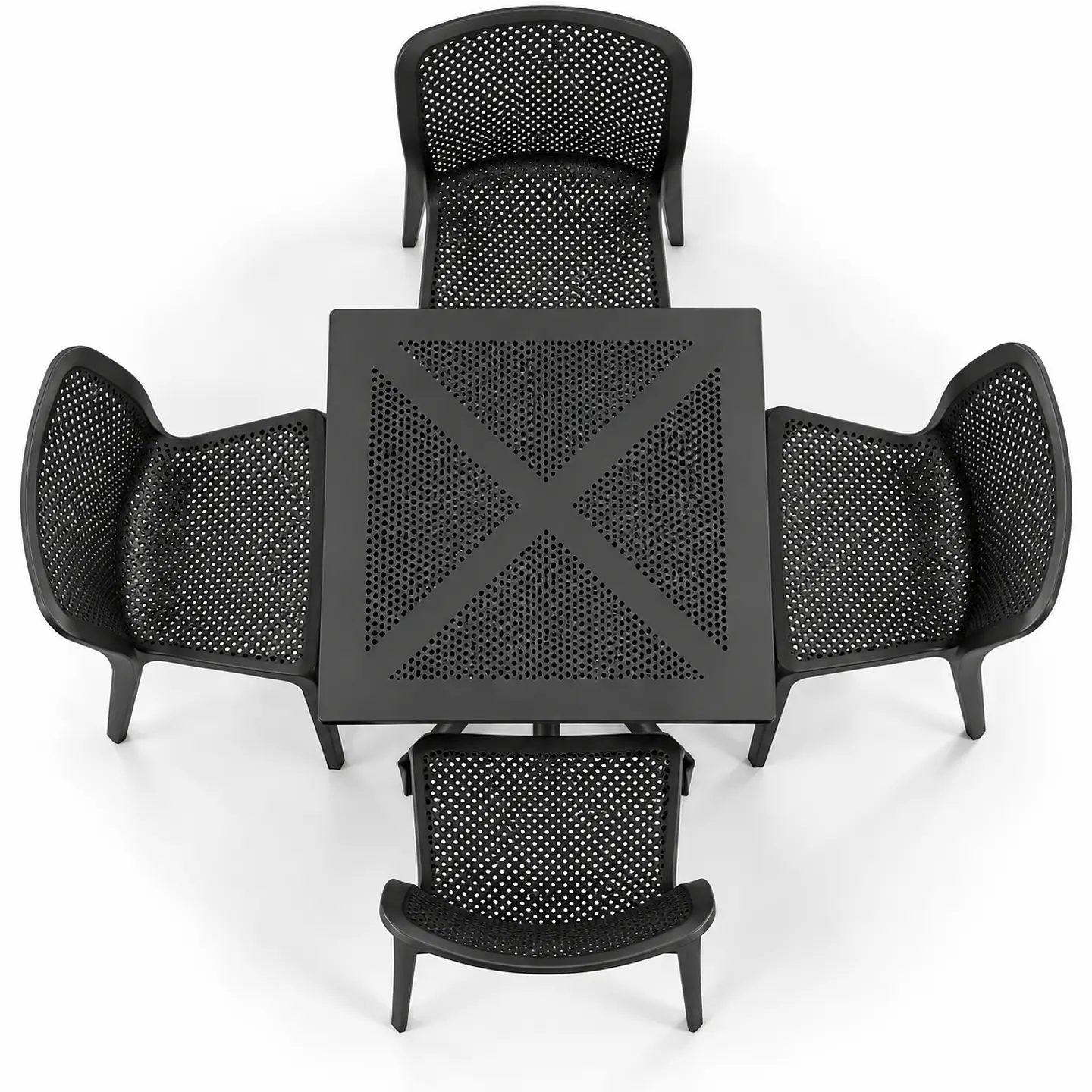 Set de Comedor Cuadrado Alto Tráfico Tower 80x80 cm + Sillas Rania 3