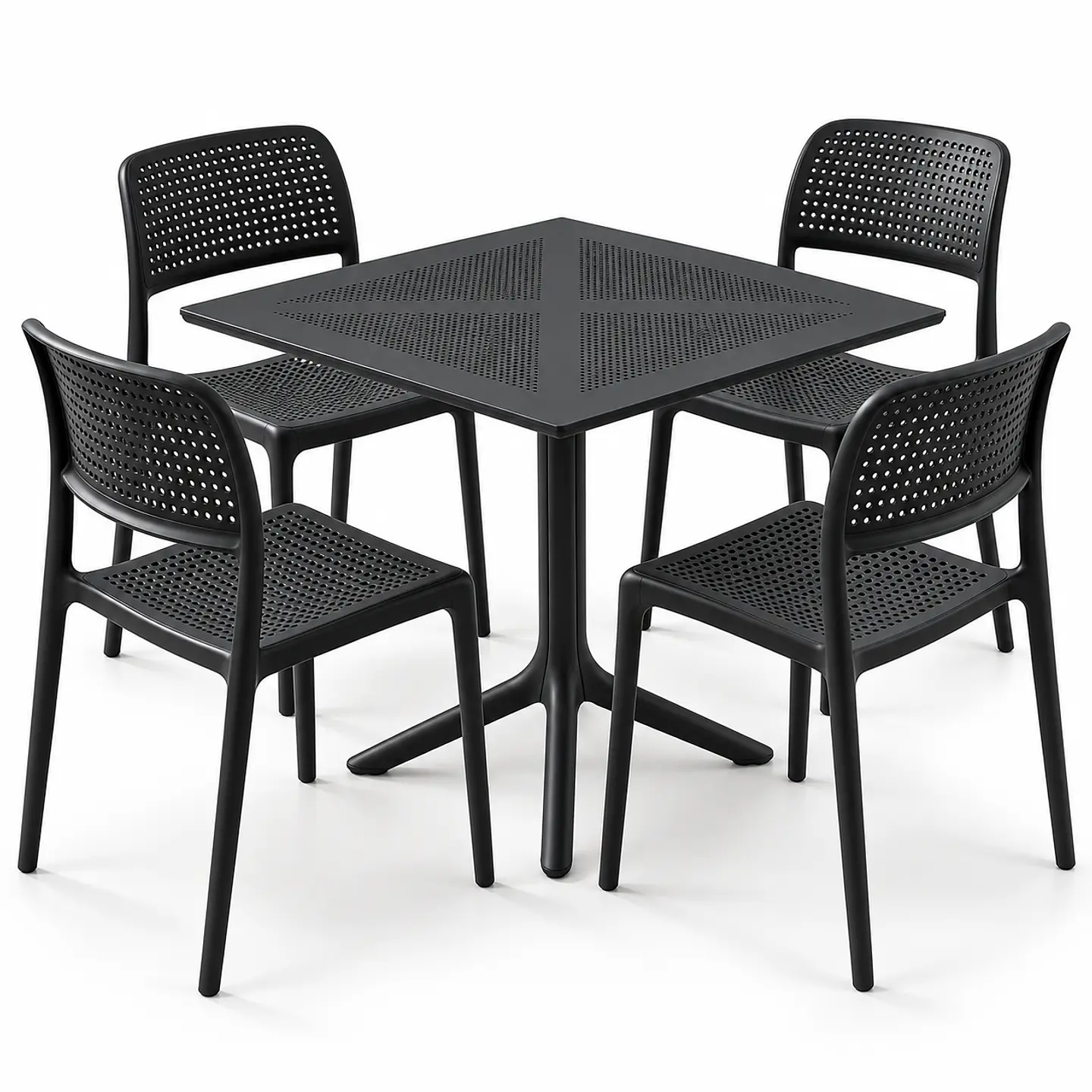 Set de Comedor Cuadrado Alto Tráfico Tower 80x80 cm + Sillas Hoffman 1