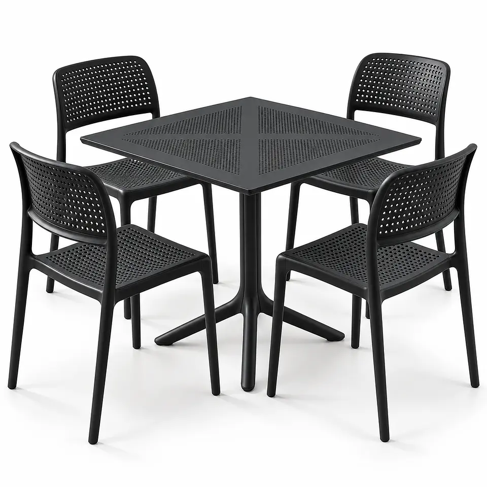 Set de Comedor Cuadrado Alto Tráfico Tower 80x80 cm + Sillas Hoffman 1