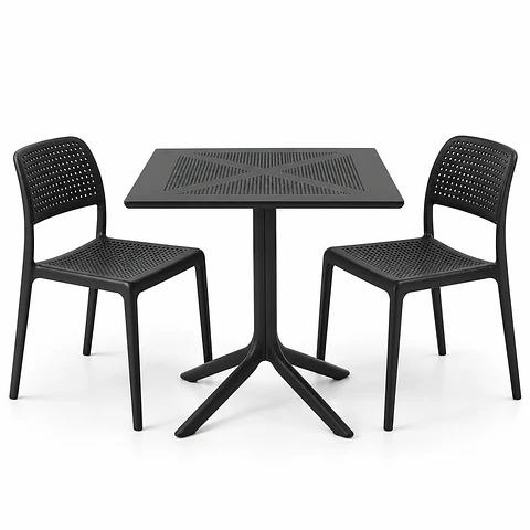 Set de Comedor Cuadrado Alto Tráfico Tower 80x80 cm + Sillas Hoffman