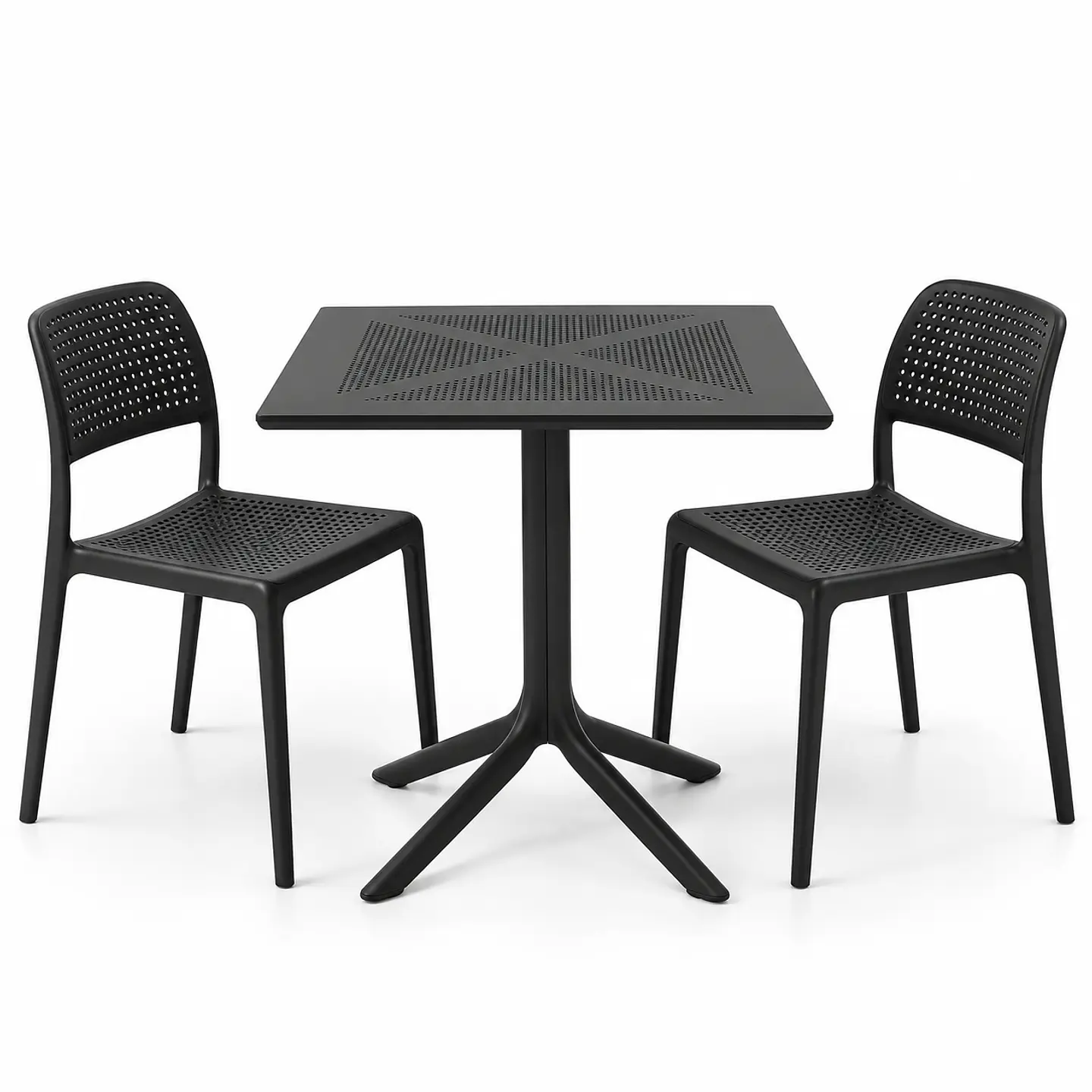 Set de Comedor Cuadrado Alto Tráfico Tower 80x80 cm + Sillas Hoffman 2