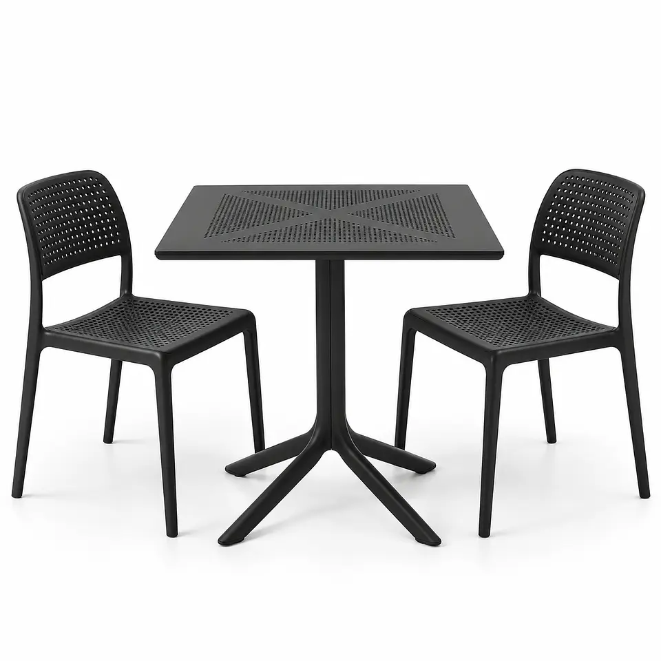 Set de Comedor Cuadrado Alto Tráfico Tower 80x80 cm + Sillas Hoffman 2
