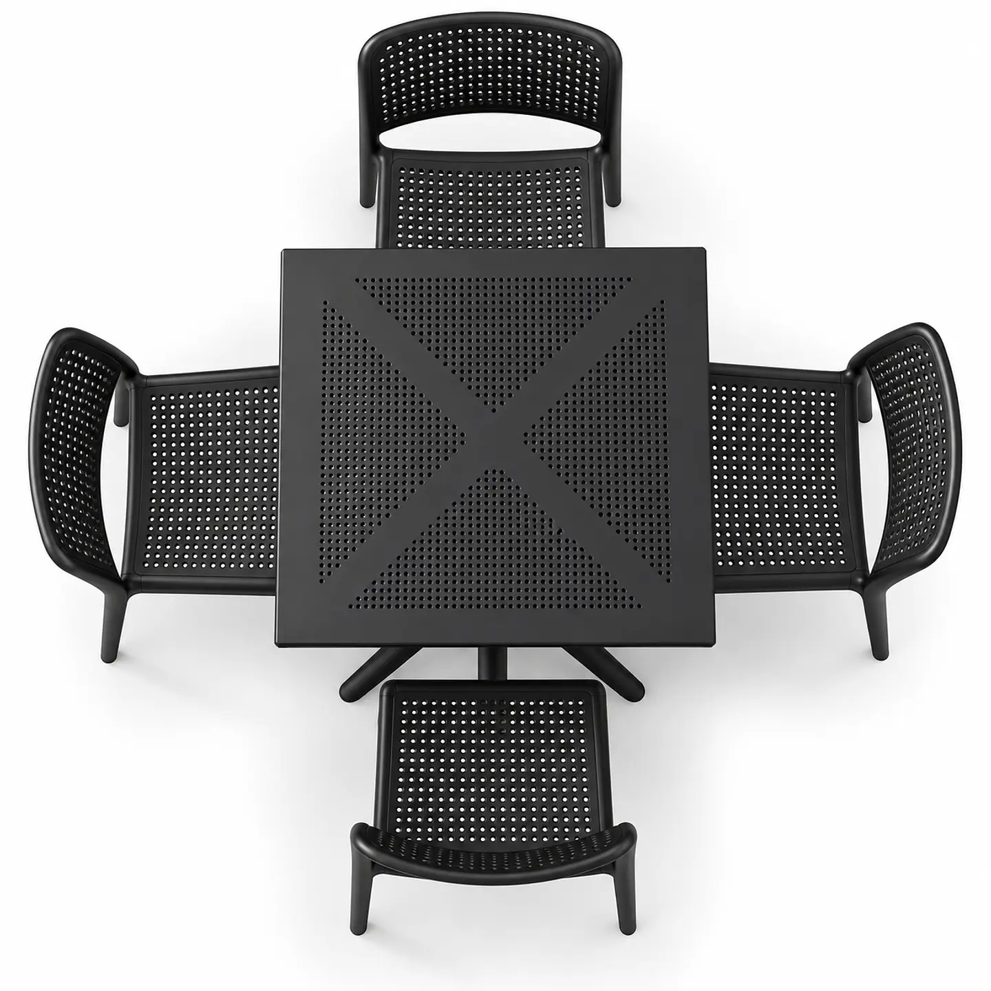 Set de Comedor Cuadrado Alto Tráfico Tower 80x80 cm + Sillas Hoffman 3