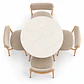 Set de Comedor Redondo de Cuarzo Calacatta Soft + 4 Sillas Kana de Lino - Miniatura 2