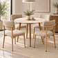 Set de Comedor Redondo de Cuarzo Calacatta Soft + 4 Sillas Kana de Lino - Miniatura 3