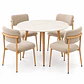 Set de Comedor Redondo de Cuarzo Calacatta Soft + 4 Sillas Kana de Lino - Miniatura 1