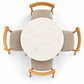 Set de Comedor Redondo de Cuarzo + 4 Sillas Yuan de Madera y Lino - Miniatura 2