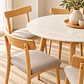 Set de Comedor Redondo de Cuarzo + 4 Sillas Yuan de Madera y Lino - Miniatura 3