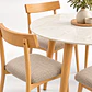 Set de Comedor Redondo de Cuarzo + 4 Sillas Yuan de Madera y Lino - Miniatura 4