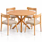 Set de Comedor Redondo Ohmioh de Madera + 4 Sillas Yuan de Fresno y Lino - Miniatura 1