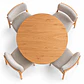 Set de Comedor Redondo Ohmioh de Madera + 4 Sillas Kana de Lino - Miniatura 2
