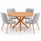 Set de Comedor Redondo Ohmioh de Madera + 4 Sillas Milano Top Oak de Lino - Miniatura 1