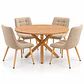 Set de Comedor Redondo Ohmioh de Madera + 4 Sillas Milano Top Oak de Lino - Miniatura 2