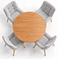 Set de Comedor Redondo Ohmioh de Madera + 4 Sillas Milano Top Oak de Lino - Miniatura 3