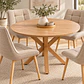 Set de Comedor Redondo Ohmioh de Madera + 4 Sillas Milano Top Oak de Lino - Miniatura 5