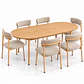 Comedor Extensible Wood 2 en 1 140x80cm a 180x80cm + Sillas Kana Lino Greige - Miniatura 1