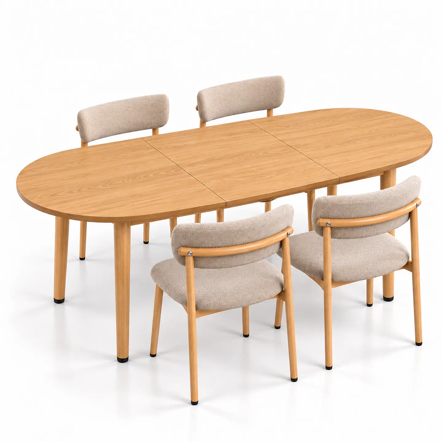 Comedor Extensible Wood 2 en 1 140x80cm a 180x80cm + Sillas Kana Lino Greige 2