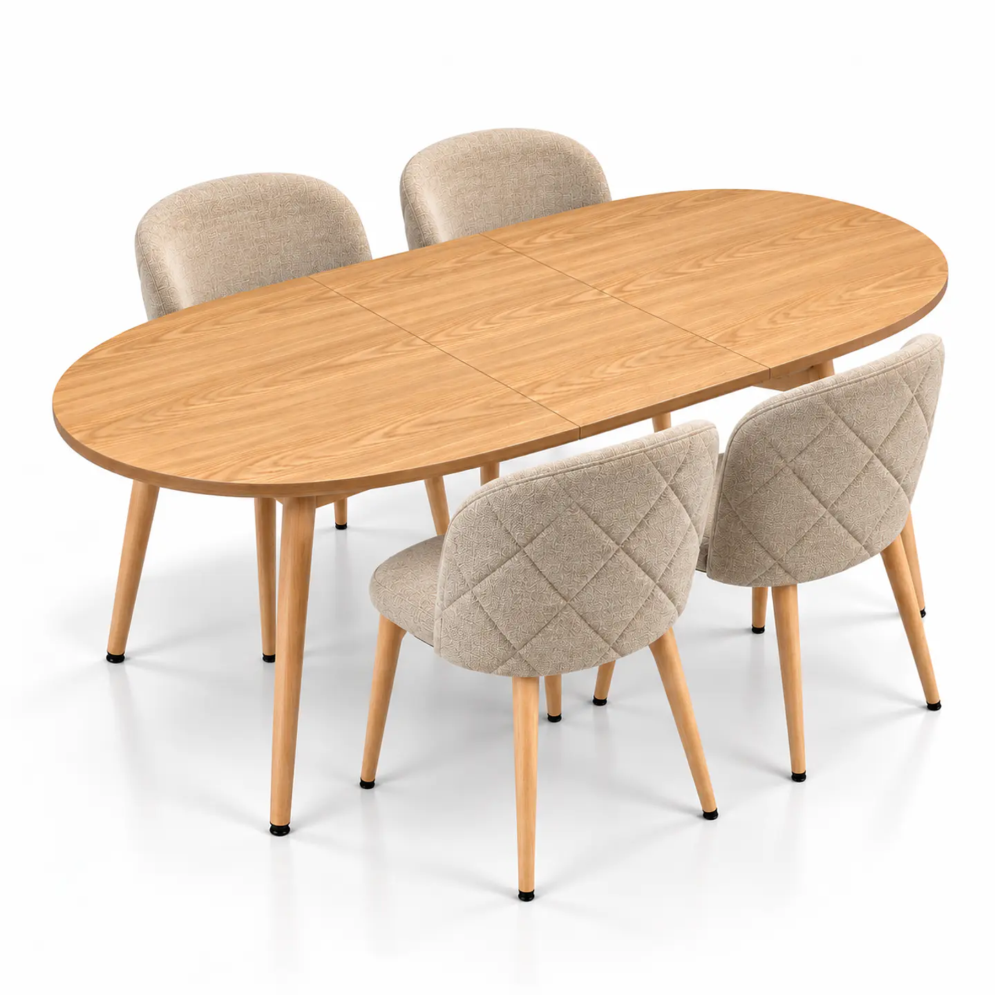 Comedor Extensible Wood 2 en 1 140x80cm a 180x80cm + Sillas Berna Top Soft Touch 2