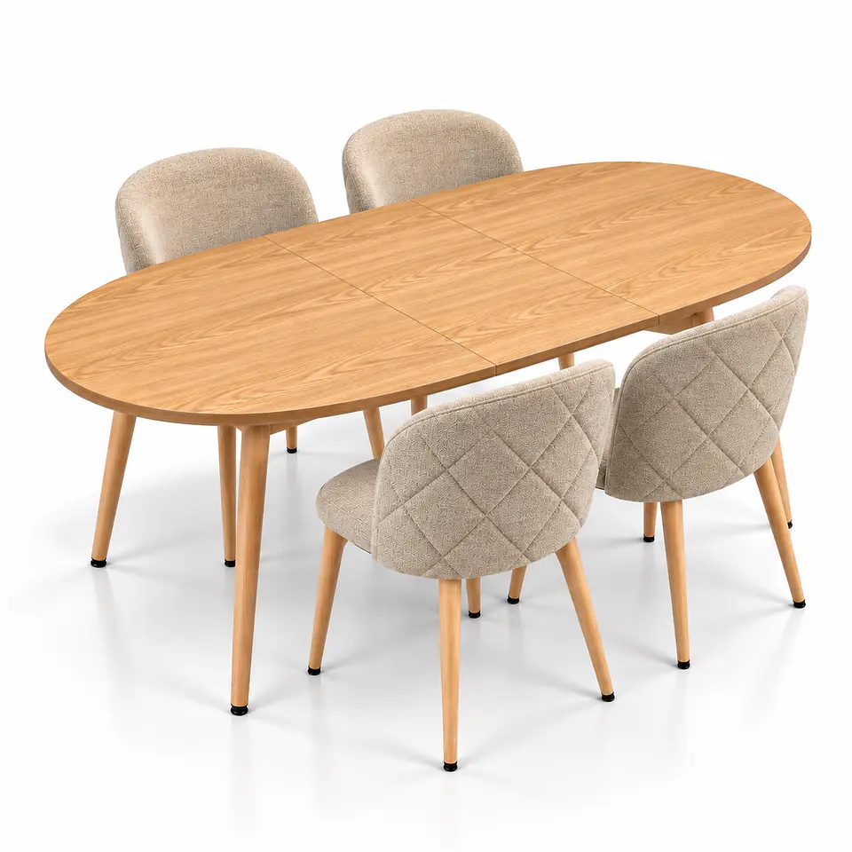 Comedor Extensible Wood 2 en 1 140x80cm a 180x80cm + Sillas Berna Top Soft Touch 2