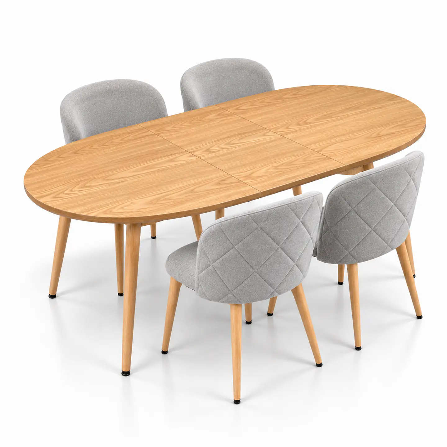 Comedor Extensible Wood 2 en 1 140x80cm a 180x80cm + Sillas Berna Top Soft Touch 4
