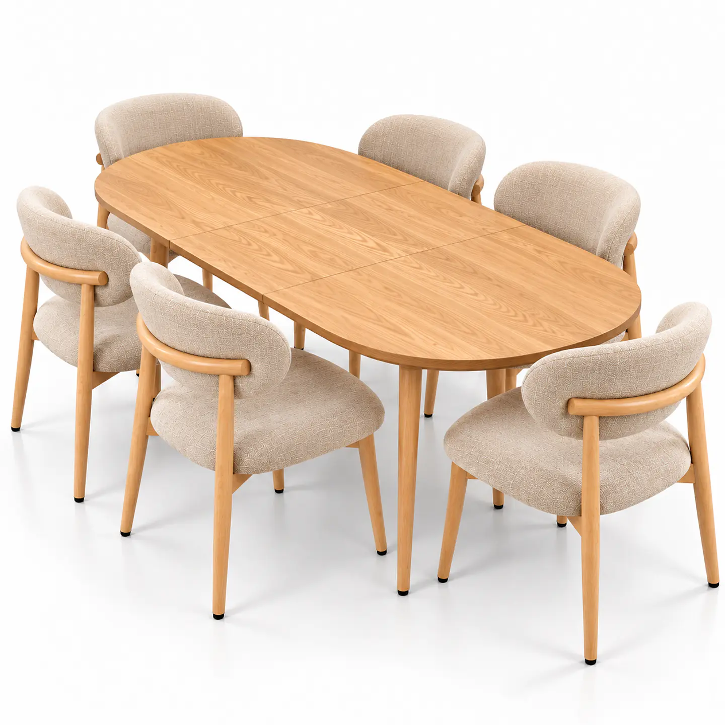 Comedor Extensible Wood 2 en 1 + Sillas Cesna Top Lino Beige Soft Touch 1