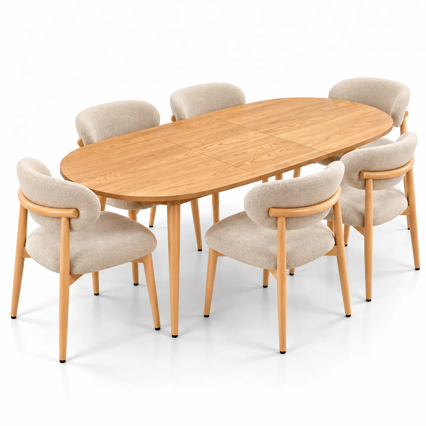Comedor Extensible Wood 2 en 1 + Sillas Cesna Top Lino Beige Soft Touch 3