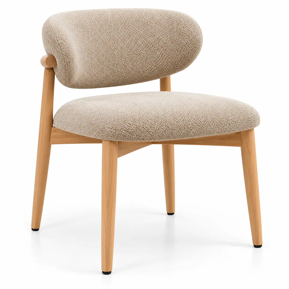 Comedor Extensible Wood 2 en 1 + Sillas Cesna Top Lino Beige Soft Touch 6