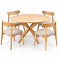 Comedor Redondo Ohmioh Natural + 4 Sillas Yuan de Madera - Miniatura 1